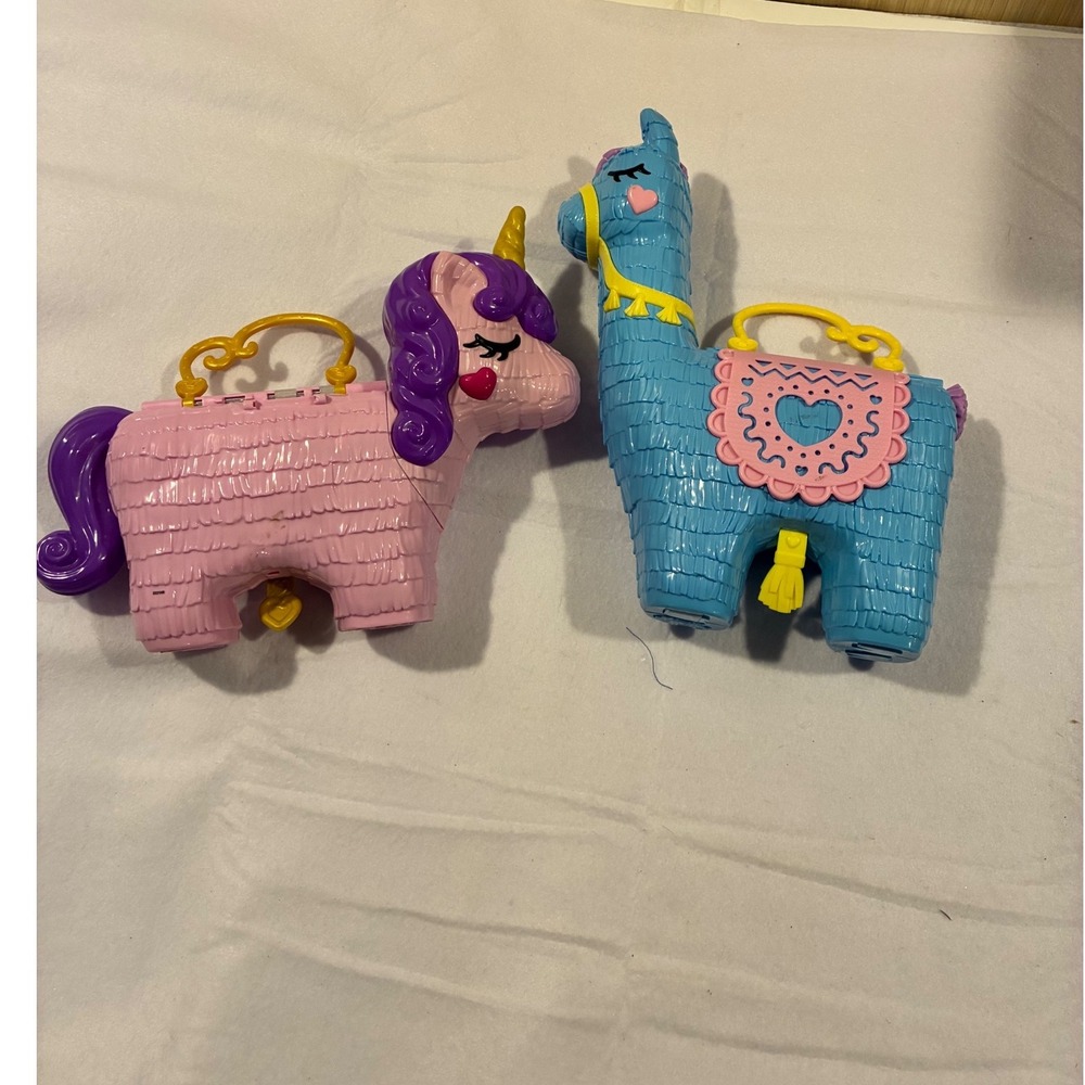 Polly Pocket Pinata Party Compact Lot Unicorn Party and Llama Party Playsets